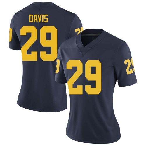 Jared Davis Michigan Wolverines Women's NCAA #29 Navy Limited Brand Jordan College Stitched Football Jersey ZRF8054PJ